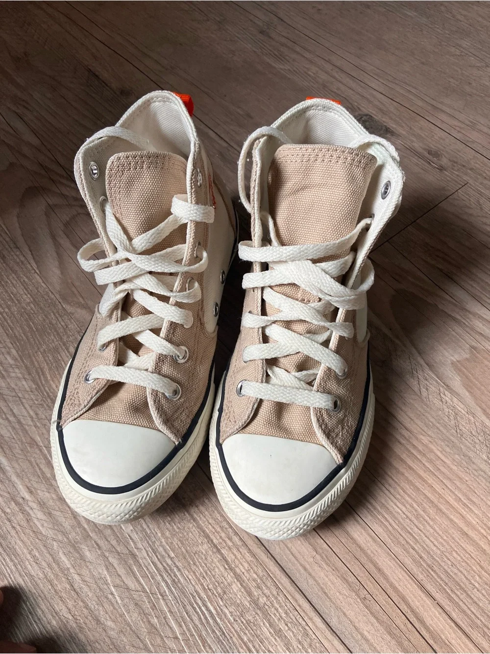 Converse Kids High-Top Sneakers in Beige with White Trim